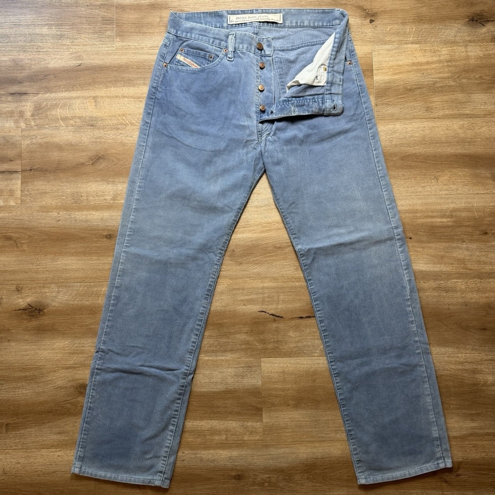 Vintage Diesel Keetar Corduroy Pants Men 34x32 Blue Straight Leg Made in Italy